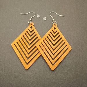 GEOMETRIC diamond shape wooden boho earrings